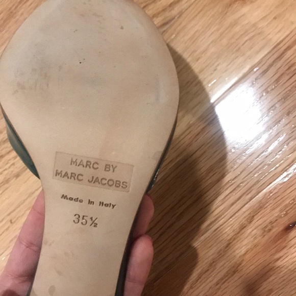 Marc by Marc Jacobs Green Open Toe Heels Sz 5.5 - Picture 5 of 6